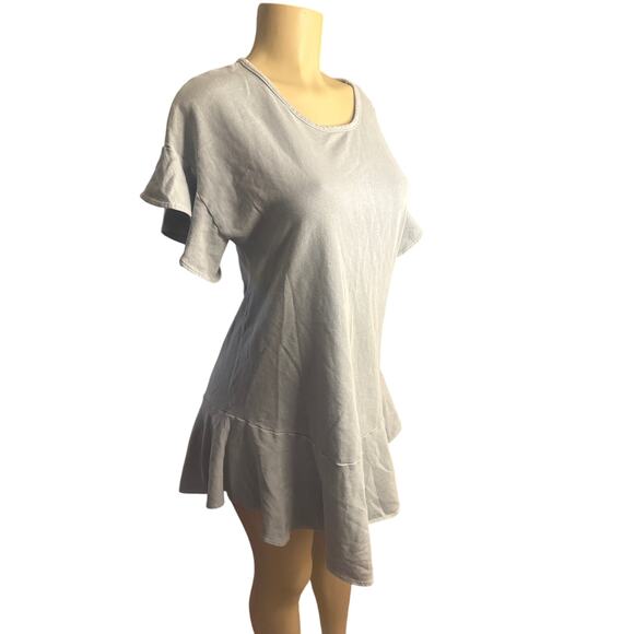 Women XS Anthropologie Saturday Sunday Odette Blue Ruffle Slv Shift Knit Dress - Picture 1 of 6